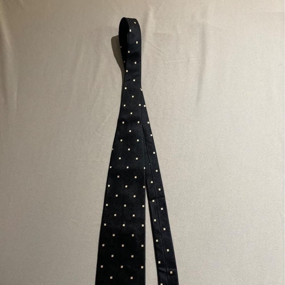 Yves Saint Laurent black tie with gold polka dots luxury designer discount